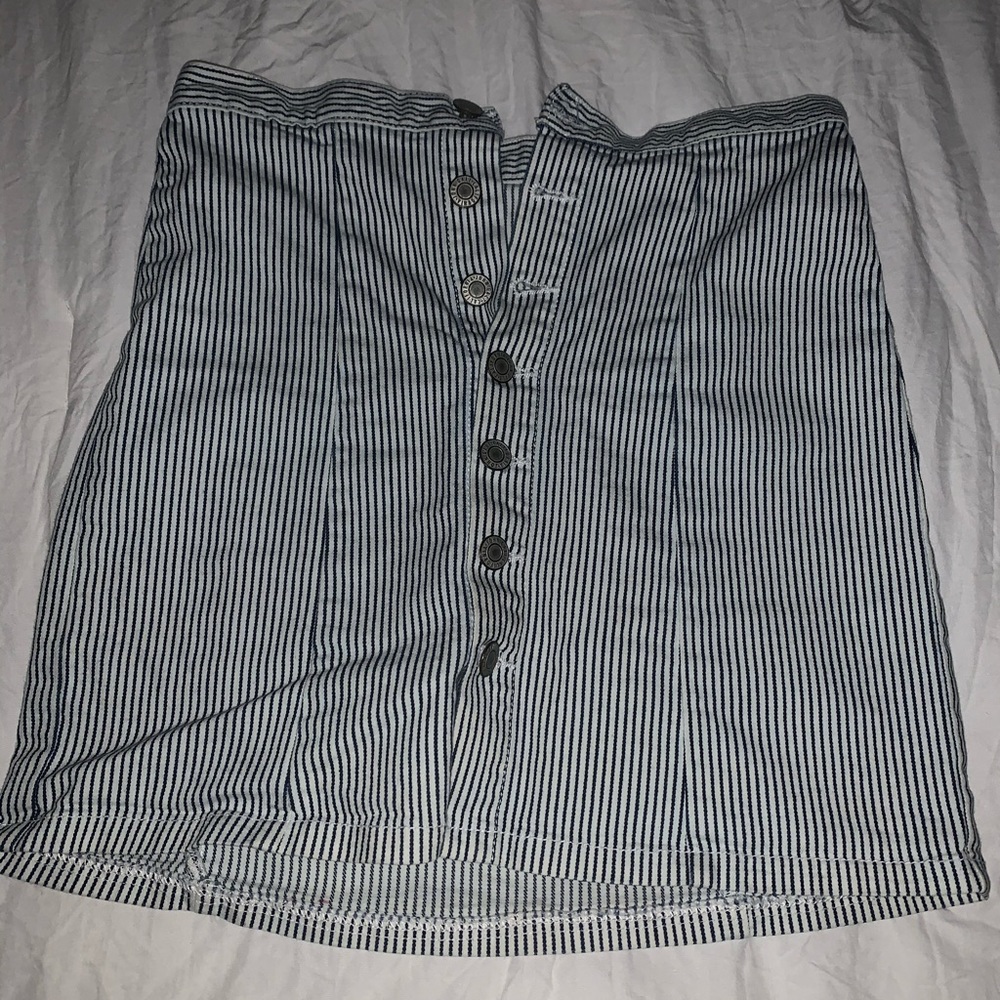 Blue striped pencil mini skirt